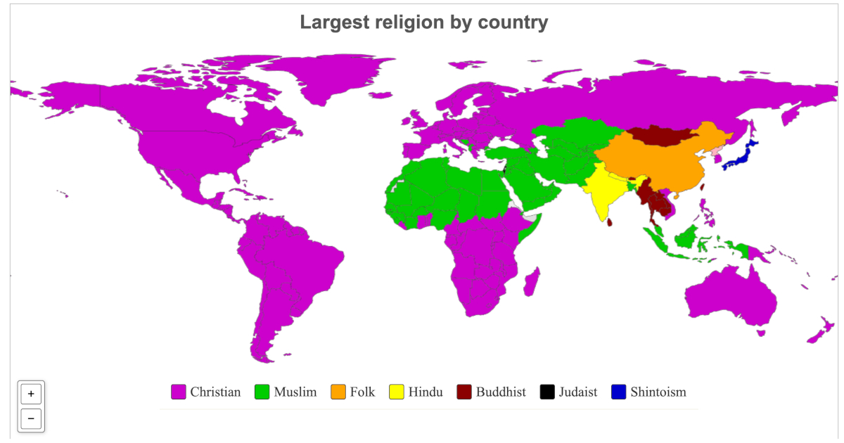 Map of world religions